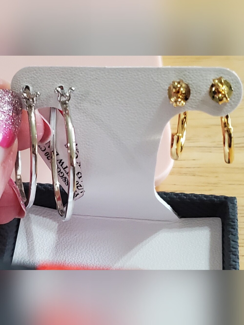 NWT Sterling Silver and Gold-Tone Hoop Earrings Set - Picture 3 of 8